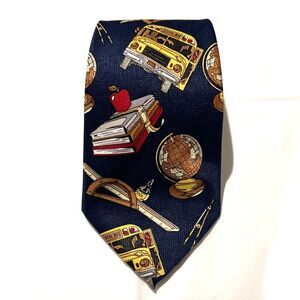 EMPIRE High Fashion School Teacher Tie Blue 58" X 3 3/4" Classroom Books Apple